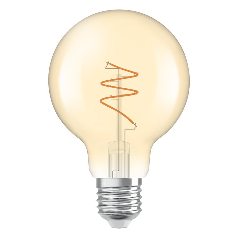 Osram / Ledvance LED Filament Vintage 1906 Globe G80 klar 300° Spiral 4,9-40W/922 extra warmweiß 470lm E27 220-240V dimmbar