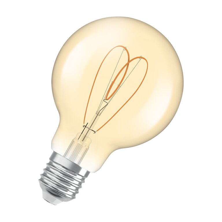 Osram / Ledvance LED Filament Vintage 1906 Globe G80 klar 300° Heart 4,9-40W/922 extra warmweiß 470lm E27 220-240V dimmbar