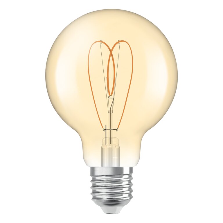 Osram / Ledvance LED Filament Vintage 1906 Globe G80 klar 300° Heart 4,9-40W/922 extra warmweiß 470lm E27 220-240V dimmbar