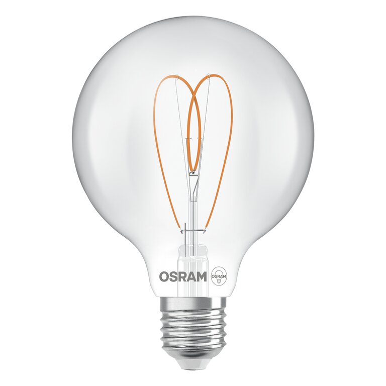 Osram / Ledvance LED Filament Vintage 1906 Globe G95 klar 300° Heart 7,2-60W/927 warmweiß 806lm E27 220-240V dimmbar