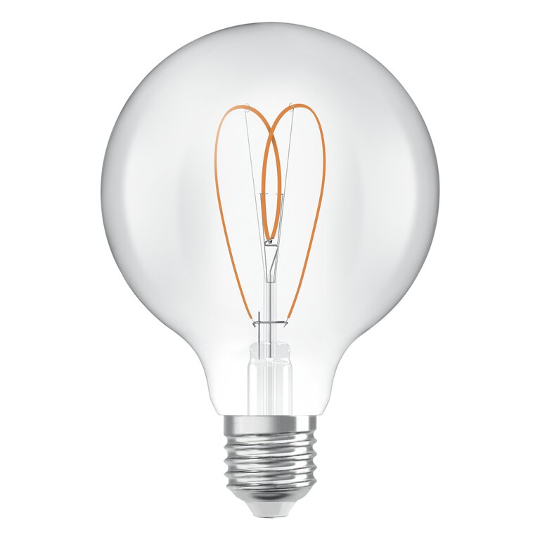 Osram / Ledvance LED Filament Vintage 1906 Globe G95 klar 300° Heart 7,2-60W/927 warmweiß 806lm E27 220-240V dimmbar