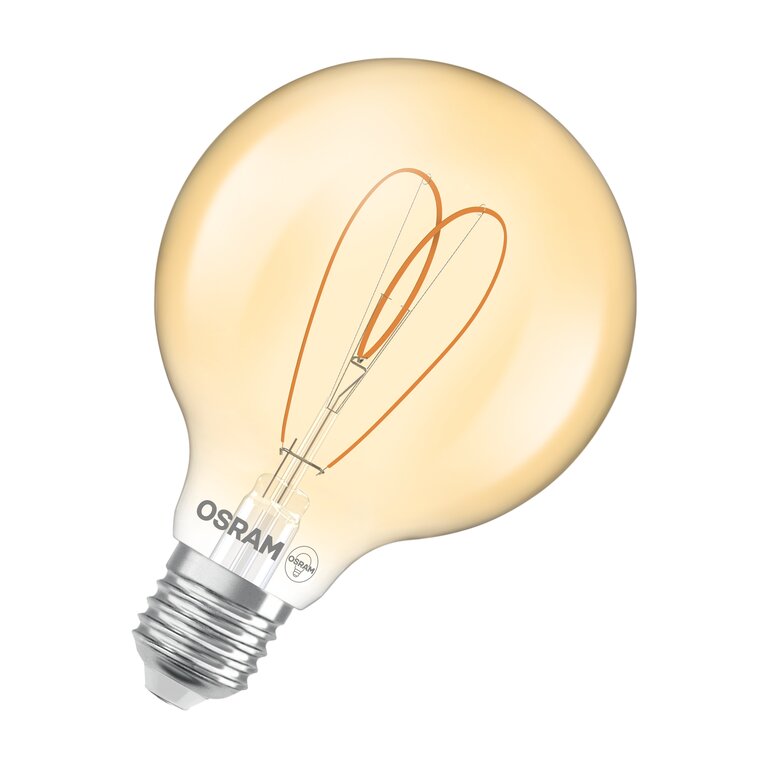 Osram / Ledvance LED Filament Vintage 1906 Globe G95 klar 300° Heart 4,9-40W/922 extra warmweiß 470lm E27 220-240V dimmbar