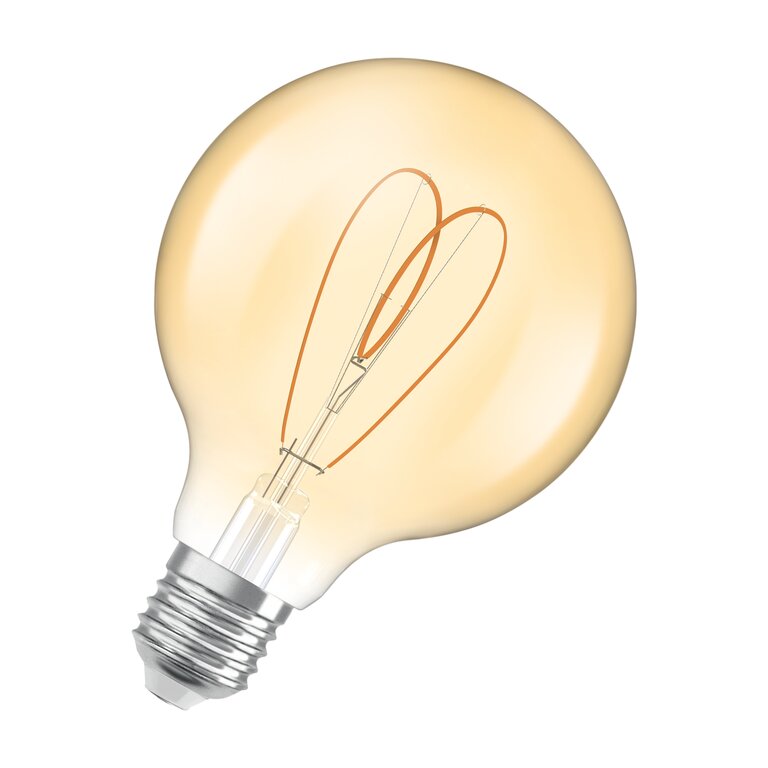 Osram / Ledvance LED Filament Vintage 1906 Globe G95 klar 300° Heart 4,9-40W/922 extra warmweiß 470lm E27 220-240V dimmbar
