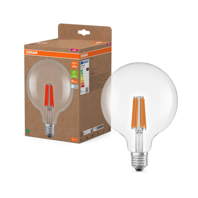 Osram / Ledvance LED Filament Globe G125 klar 330° UltraEfficient 7,2-100W/840 kaltweiß 1521lm E27 220-240V