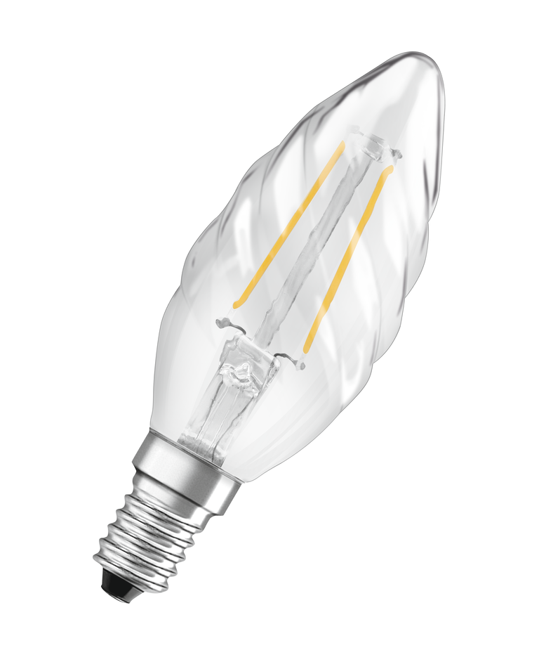 Osram / Ledvance LED Filament Retrofit Kerze BW klar gedreht 300° 2,8-25W/827 warmweiß 250lm E14 220-240V dimmbar