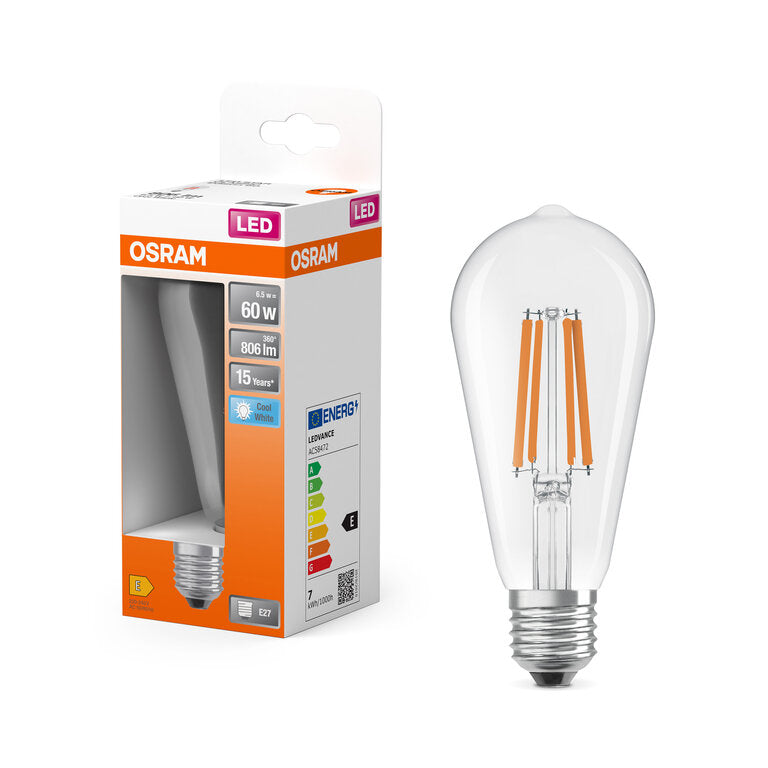 Osram / Ledvance LED Filament Star Edison ST klar 300° 6,5-60W/840 kaltweiß 806lm E27 220-240V