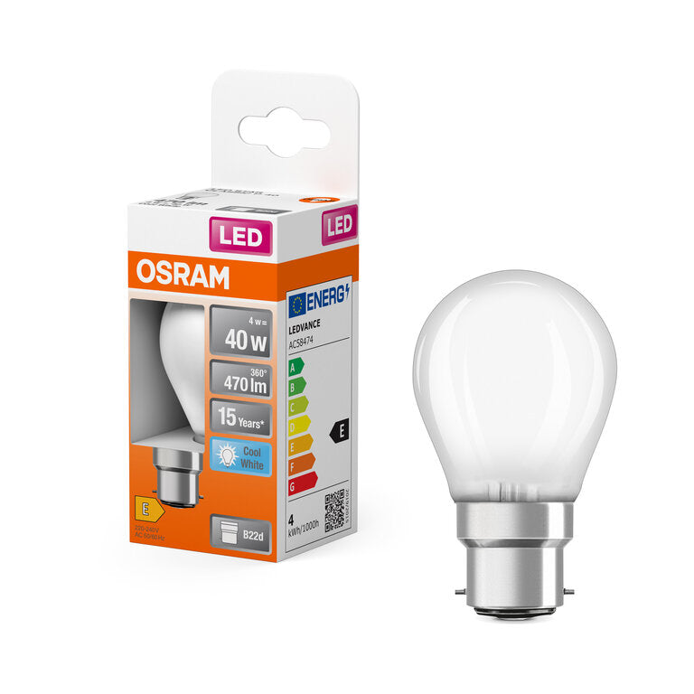 Osram / Ledvance LED Filament Star Tropfen P matt 300° 4-40W/840 kaltweiß 470lm B22d 220-240V