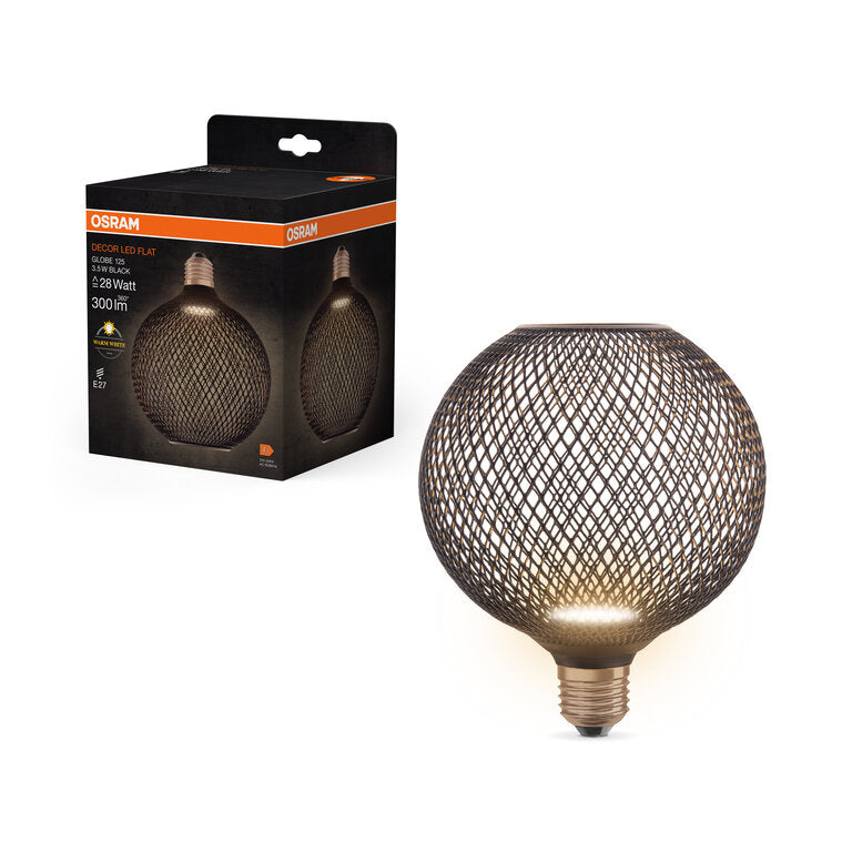 Osram / Ledvance LED Decor Globe matt schwarz 100° Flat 3,5-28W/827 warmweiß 300lm E27 220-240V
