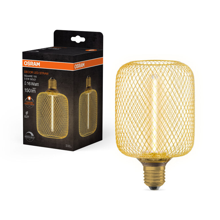 Osram / Ledvance LED Filament Decor Square klar 320° Straw 3,5-16 W/818 extra warmweiß 150lm E27 220-240V dimmbar