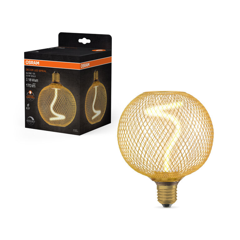 Osram / Ledvance LED Filament Decor Globe G125 klar 320° Spiral 3,5-18 W/818 extra warmweiß 170lm E27 220-240V dimmbar