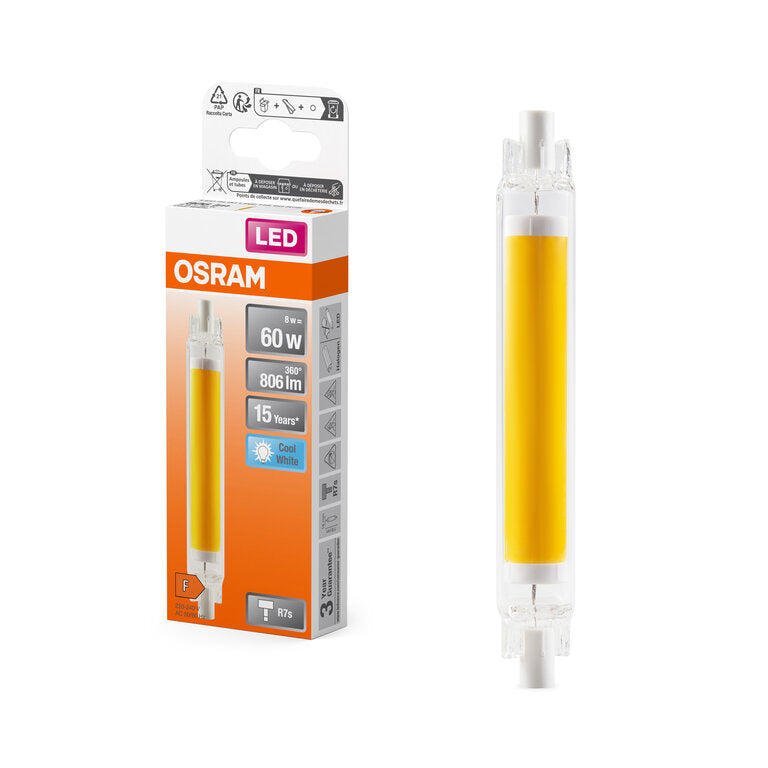 Osram / Ledvance LED Slim Line klar 300° 8-60W/840 kaltweiß 806lm R7s 220-240V 118mm