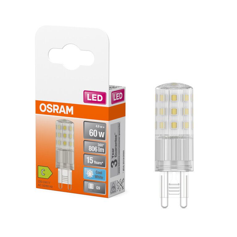 Osram / Ledvance LED Pin klar 320° 4,9-60W/840 kaltweiß 806lm G9 220-240V