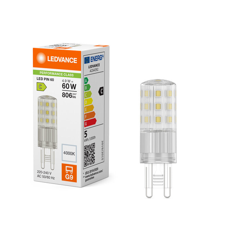 Osram / Ledvance LED Pin Micro klar 320° Performance 4,9-60W/840 kaltweiß 806lm G9 220-240V