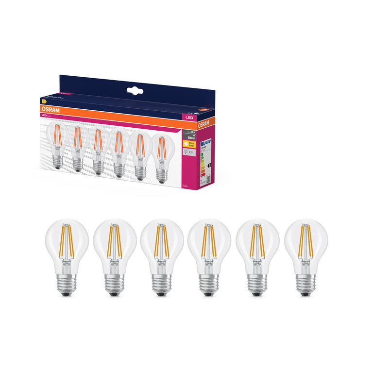Osram / Ledvance LED Filament Classic A klar 300° Value 7-60W/827 warmweiß 806lm E27 220-240V 6er Pack
