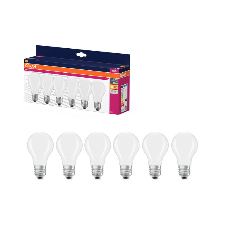 Osram / Ledvance LED Filament Star Classic A matt 300° 6,5-60W/827 warmweiß 806lm E27 220-240V 6er Pack