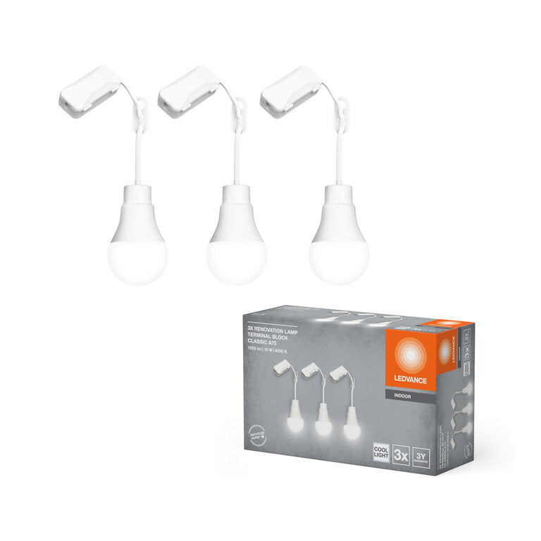 Osram / Ledvance LED Renovation Classic A 200° 10-75W/840 kaltweiß 1055lm Anschlussklemme 220-240V 3er Pack