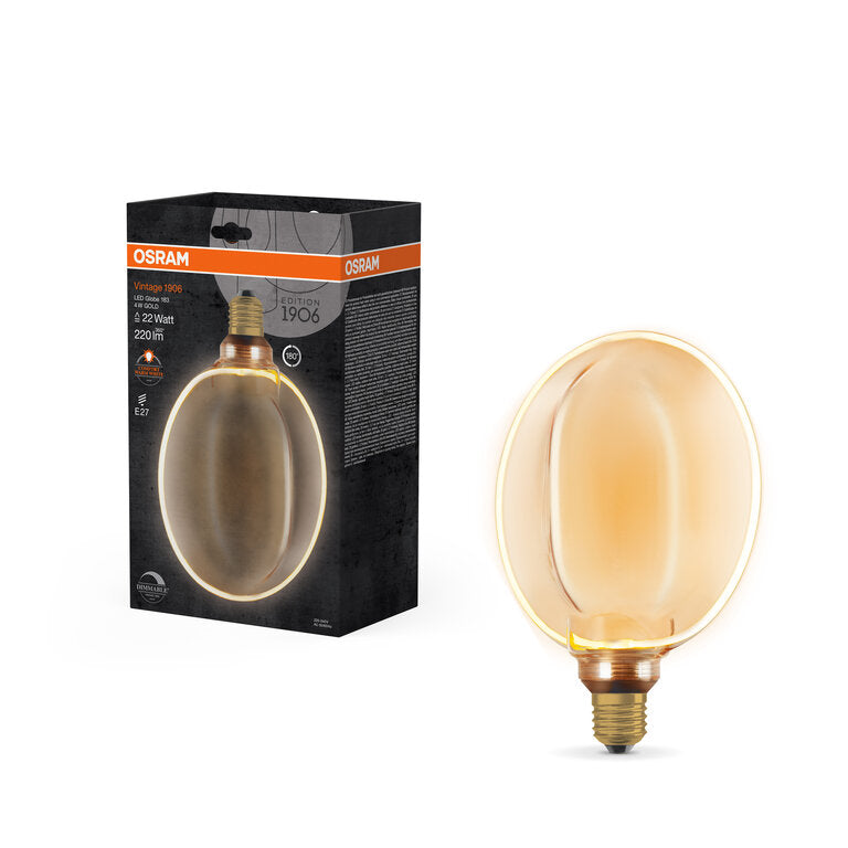Osram / Ledvance LED Filament Vintage 1906 Globe G183 330° gold 4-22W/818 extra warmweiß 220lm E27 220-240V dimmbar
