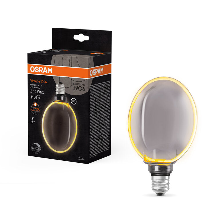 Osram / Ledvance LED Filament Vintage 1906 Globe G130 330° rauchig 4-12W/818 extra warmweiß 110lm E27 220-240V dimmbar