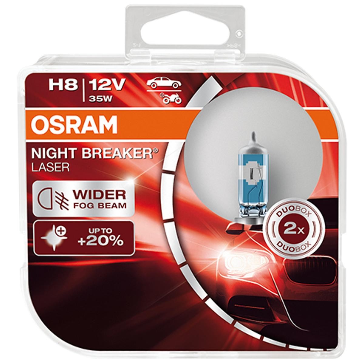 Osram HAL Night Breaker Laser H8 PKW +150% 35W 800lm PGJ19-1 12V 2er Pack