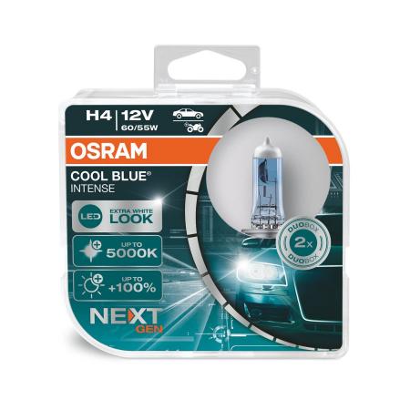 Osram HAL Cool Blue Intense Next Gen H4 PKW +100% 60/55W 1650/1000lm bis 5000k P43t 12V 2er Pack