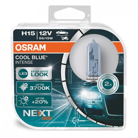 Osram HAL Cool Blue Intense Next Gen H15 PKW +100% 15/55W 260/1350lm bis 3700k PGJ23t-1 12V 2er Pack