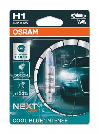 Osram HAL Cool Blue Intense Next Gen H1 PKW +100% 55W 1550lm bis 5000k P14.5s 12V 1er Blister