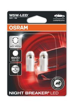 Osram LED Night Breaker 200 W5W PKW +200% 1W W2.1x9.5d 12V 2er Blister
