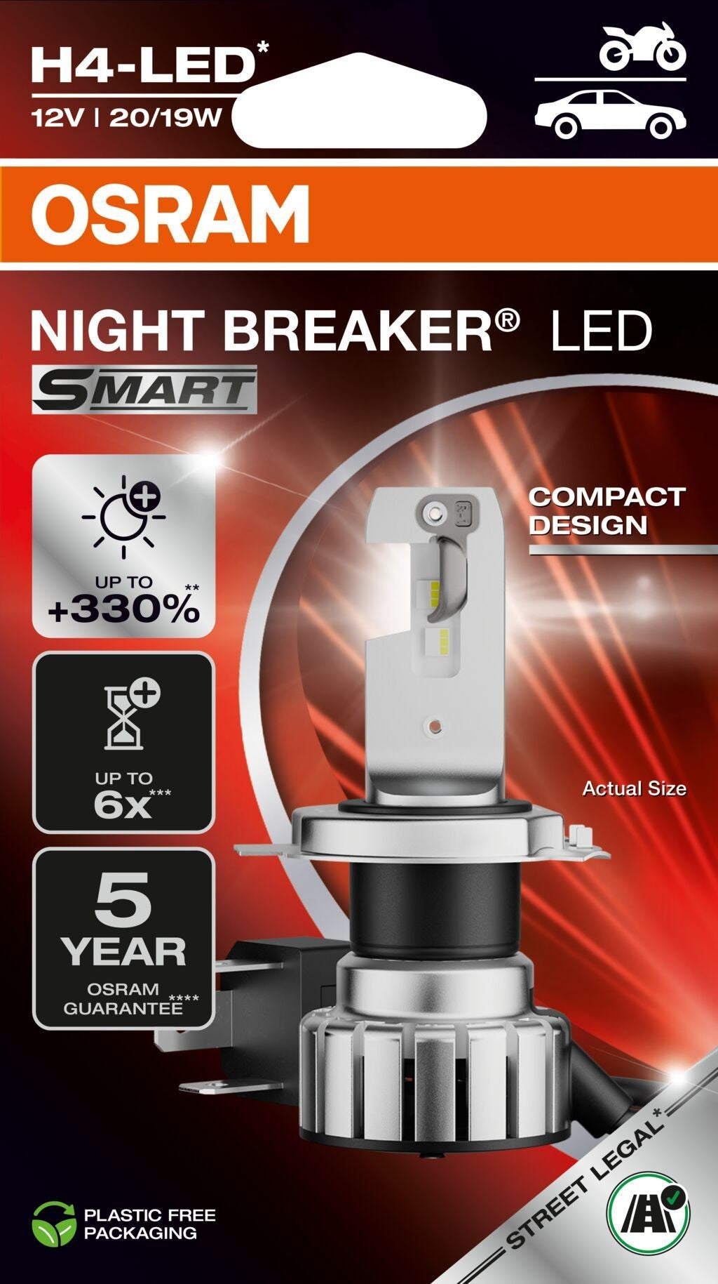 Osram LED Night Breaker Smart H4 PKW 21/20W 1650/1000lm 6000k P43t 12V