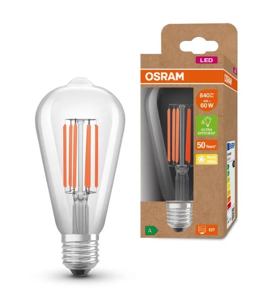 Osram LED Filament Edison ST64 klar 320° 4-60W/830 warmweiß 840lm E27 220-240V