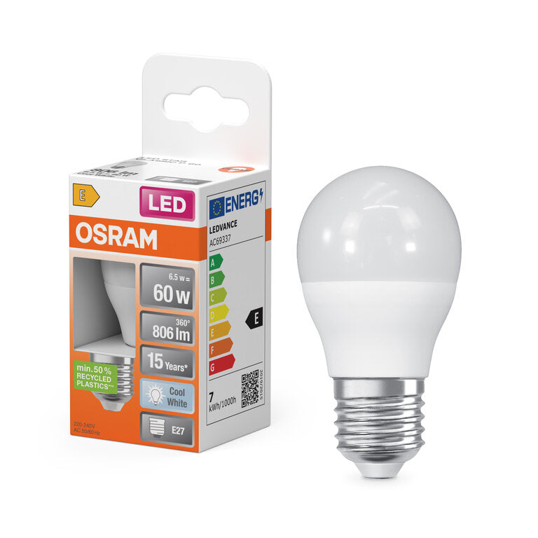 Osram / Ledvance LED Star Tropfen P matt 150° 6,5-60W/840 kaltweiß 806lm E27 220-240V