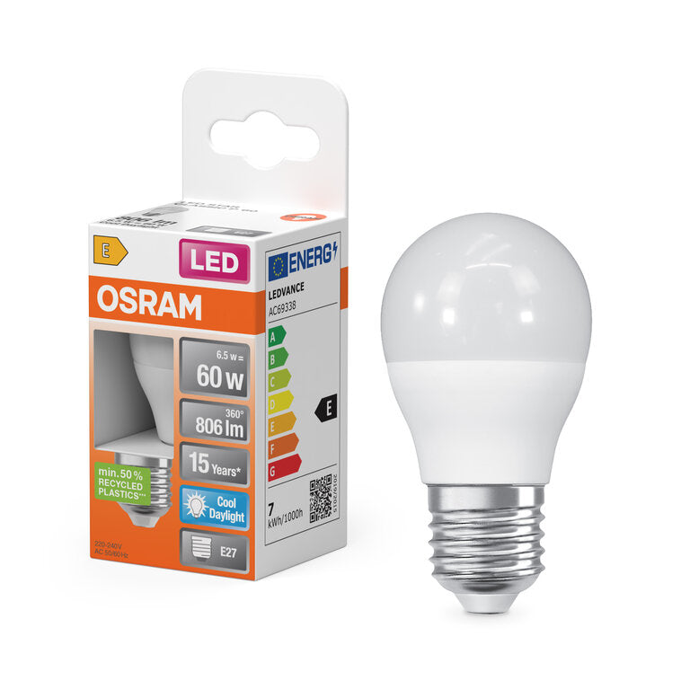 Osram / Ledvance LED Star Tropfen P matt 150° 6,5-60W/865 tageslichtweiß 806lm E27 220-240V