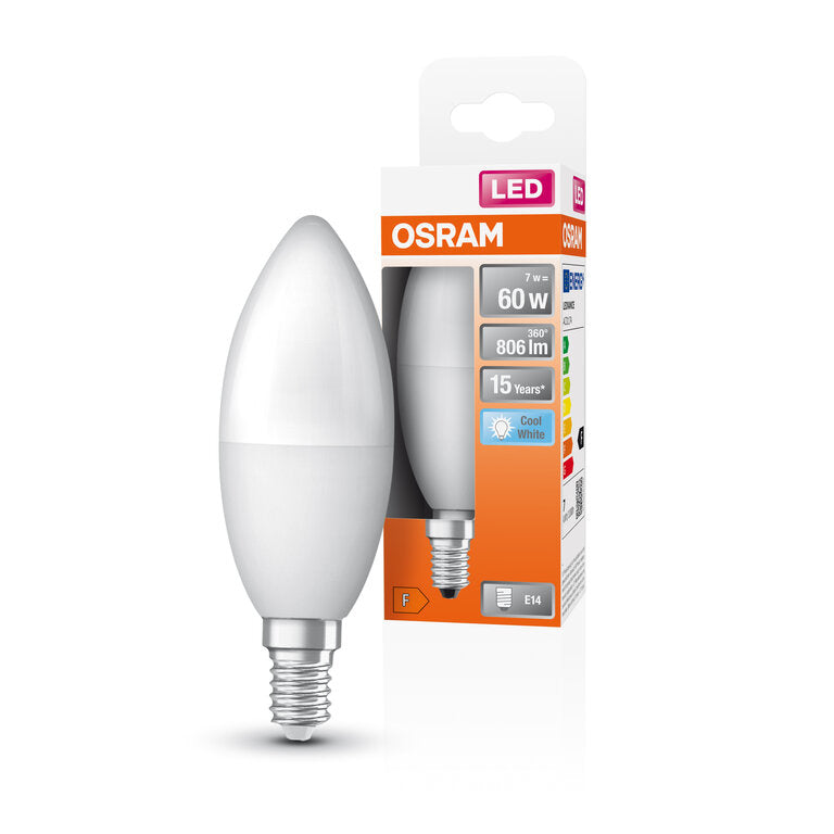 Osram / Ledvance LED Star Kerze B matt 240° 7,5-60W/840 kaltweiß 806lm E14 220-240V