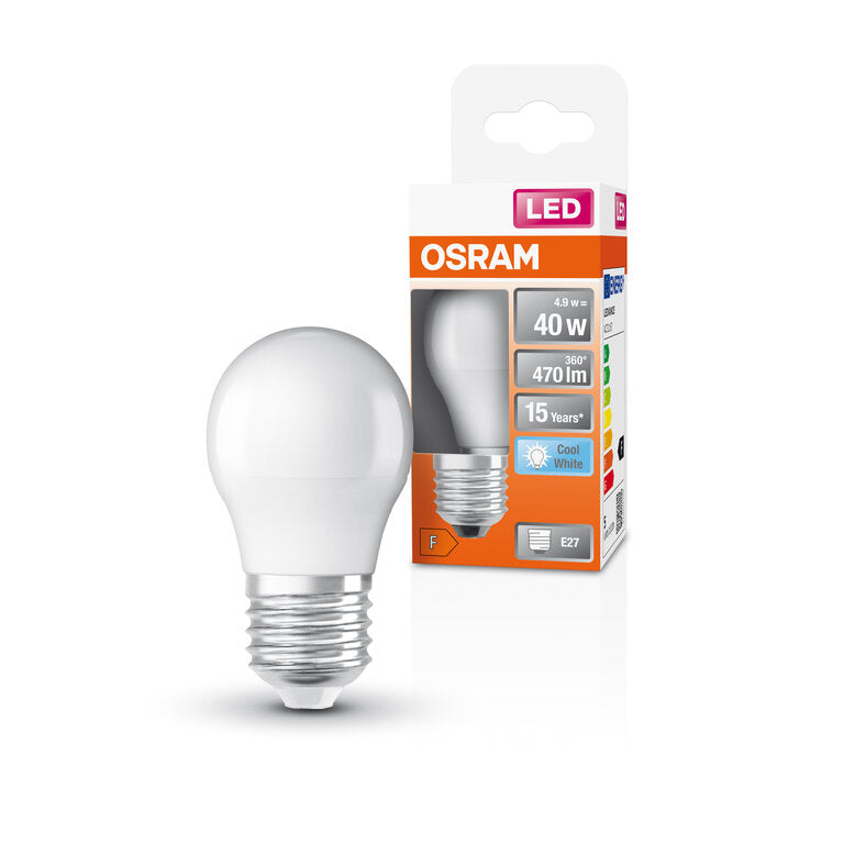 Osram / Ledvance LED Star Tropfen P matt 150° 4,9-40W/840 kaltweiß 470lm E27 220-240V