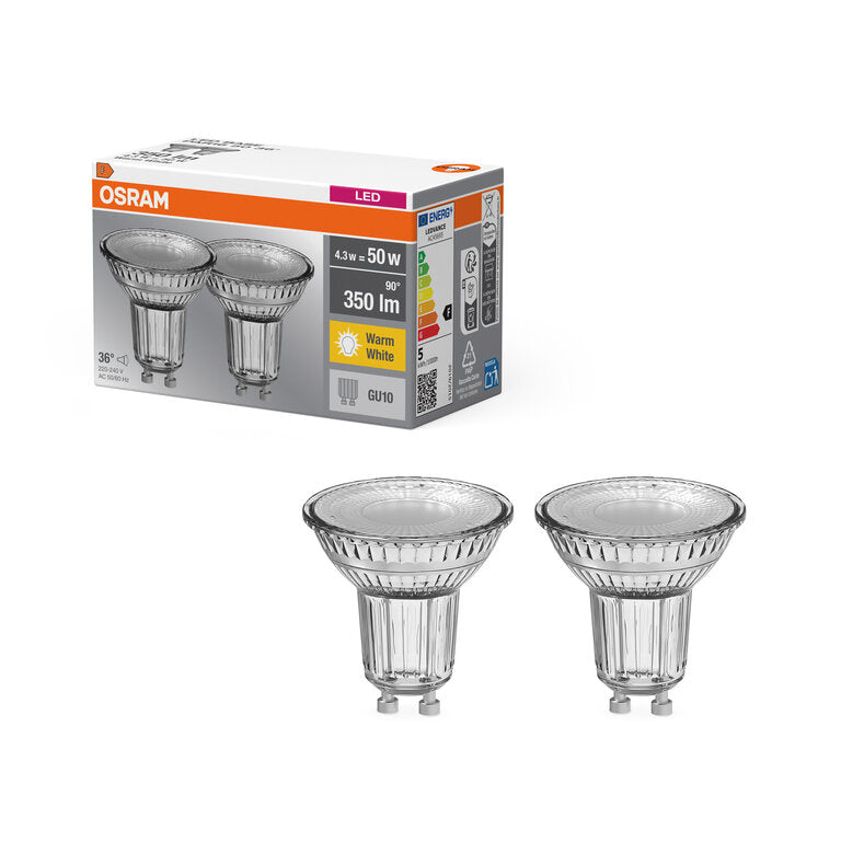 Osram / Ledvance LED Base Spot PAR16 36° 4,3-50W/827 warmweiß 350lm GU10 220-240V 2er Pack