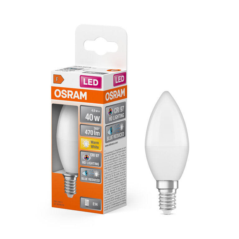 Osram / Ledvance LED Star Kerze B matt 200° 4,9-40W/927 warmweiß 470lm E14 220-240V