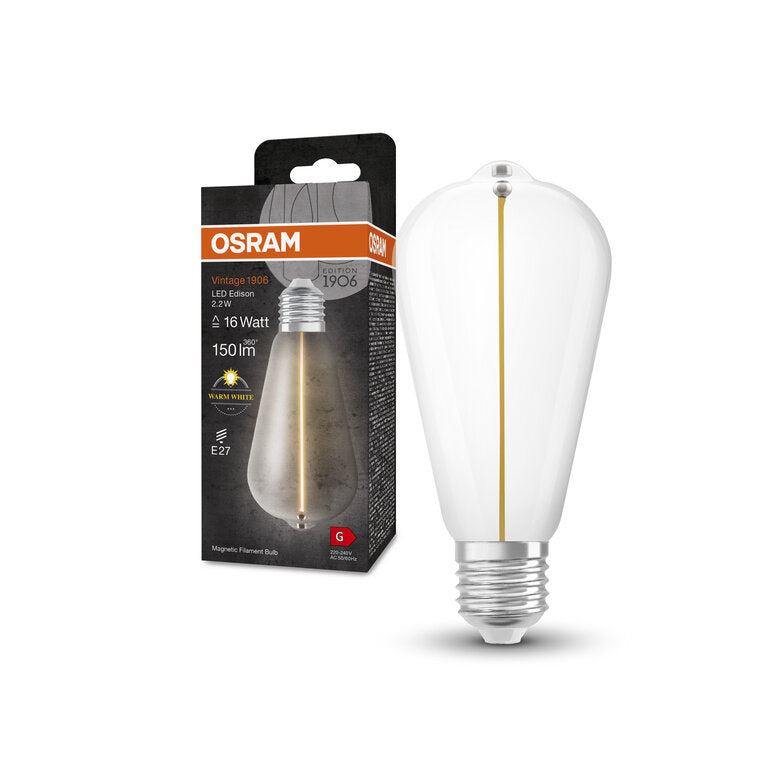 Osram / Ledvance LED Filament Vintage 1906 Edison klar 320° 2,2-16W/827 warmweiß 150lm E27 220-240V