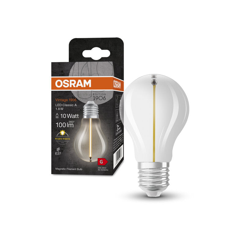 Osram / Ledvance LED Filament Vintage 1906 Classic A klar 320° 1,8-10W/827 warmweiß 100lm E27 220-240V