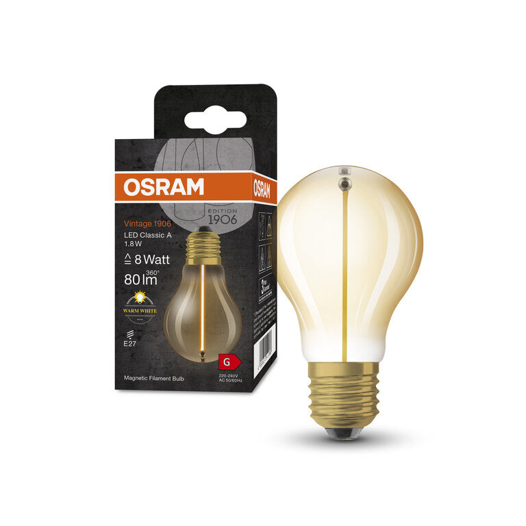Osram / Ledvance LED Filament Vintage 1906 Classic A gold 320° 1,8-8W/827 warmweiß 80lm E27 220-240V