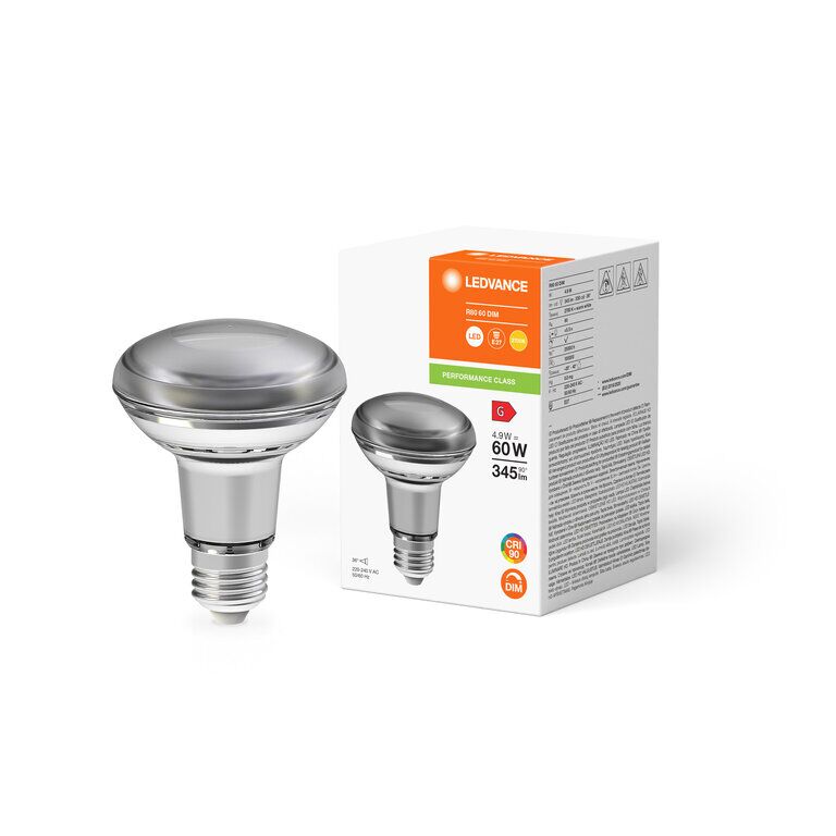 Osram / Ledvance LED Reflektor R80 36° Performance 4,9-60W/927 warmweiß 345lm E27 220-240V dimmbar