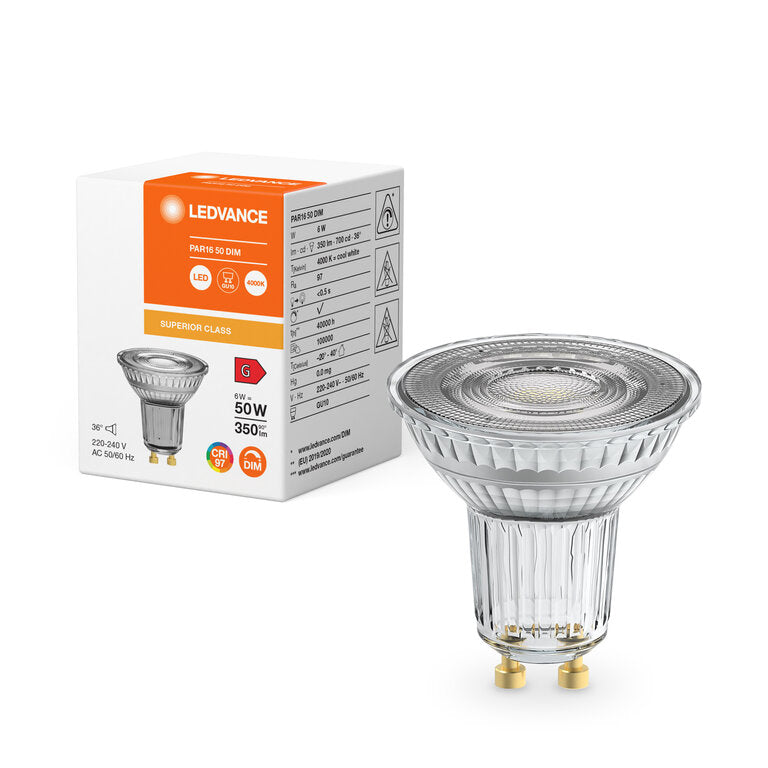 Osram / Ledvance LED Reflektor PAR16 36° Superior 6-50W/940 kaltweiß 350lm GU10 220-240V dimmbar