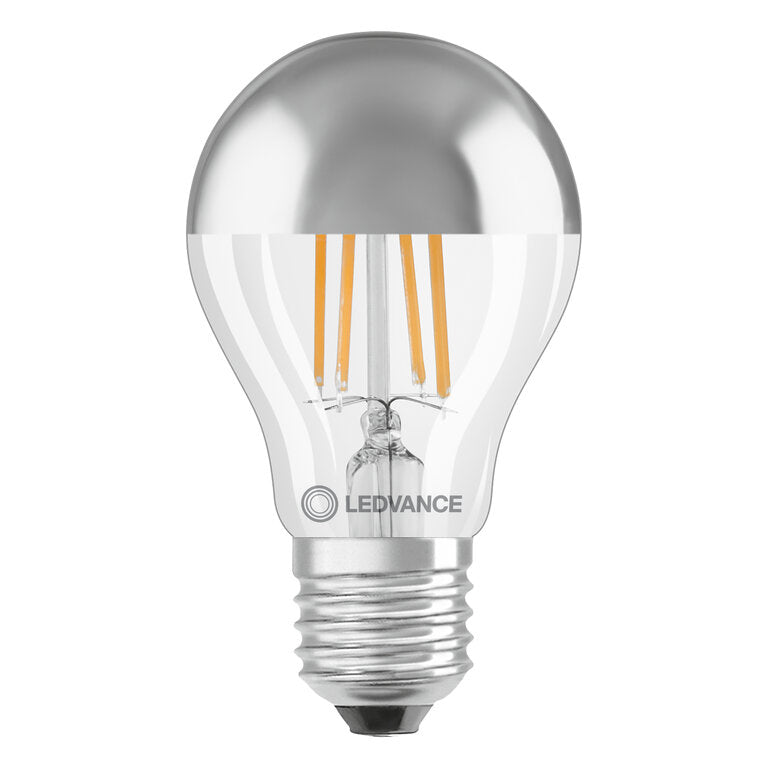 Osram / Ledvance LED Filament Classic A verspiegelt silber 300° Performance 6,5-50W/827 warmweiß 650lm E27 220-240V