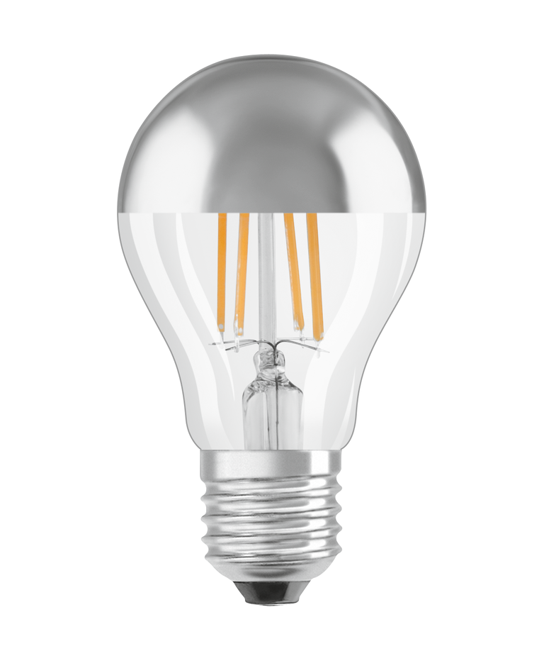Osram / Ledvance LED Filament Classic A verspiegelt silber 300° Performance 6,5-50W/827 warmweiß 650lm E27 220-240V