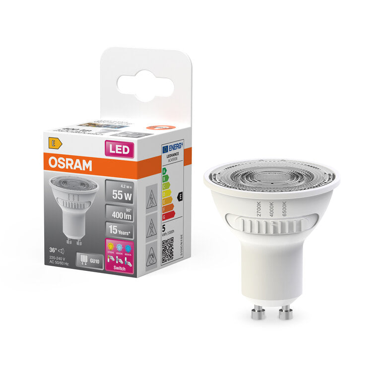 Osram / Ledvance LED Star Spot PAR16 36° 3-Lichtfarben 4,2-55W/827/840/865 abstimmbares Weiß 400lm GU10 220-240V