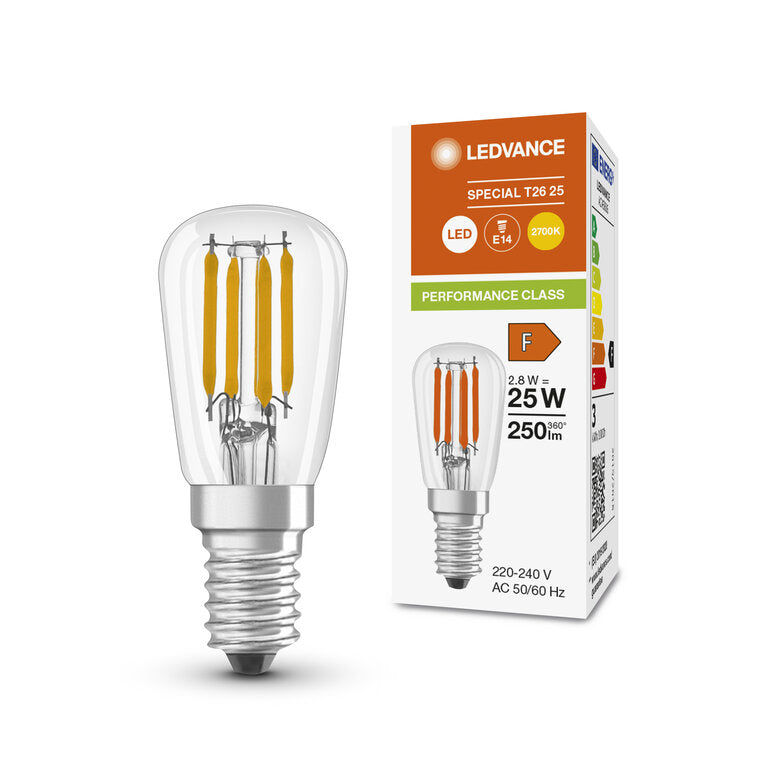 Osram / Ledvance LED Filament Special T26 klar 300° Performance 2,8-25W/827 warmweiß 250lm E14 220-240V