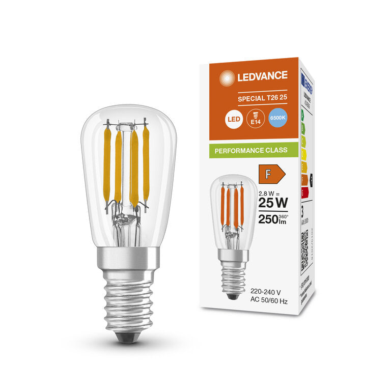 Osram / Ledvance LED Filament Special T26 klar 300° Performance 2,8-25W/865 tageslichtweiß 250lm E14 220-240V