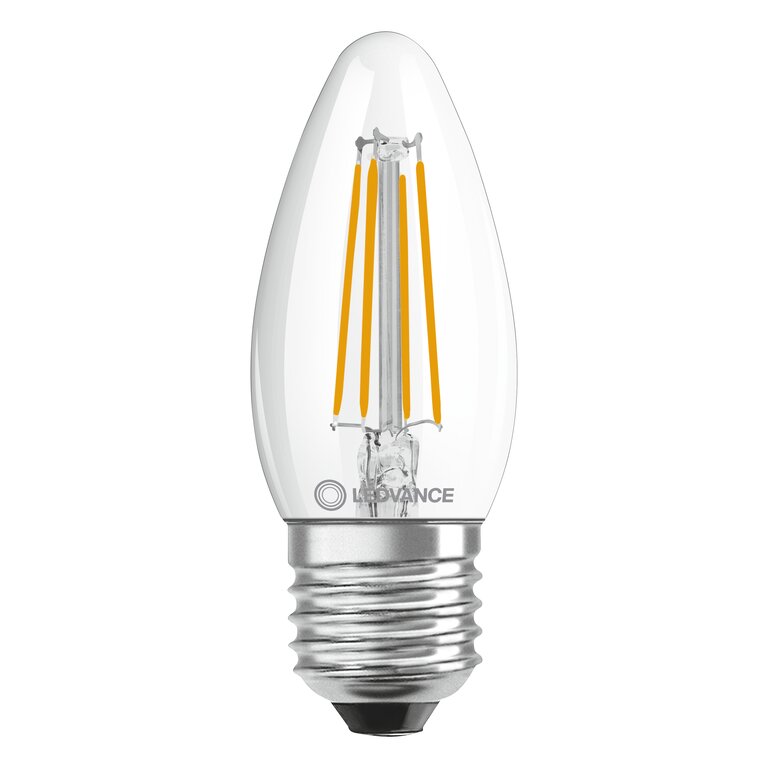 Osram / Ledvance LED Filament Kerze B klar 300° Performance 4-40W/827 warmweiß 470lm E27 220-240V