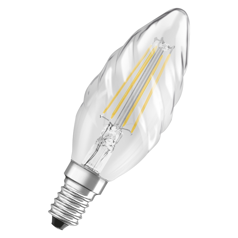 Osram / Ledvance LED Filament Kerze BW klar gedreht 300° Performance 4-40W/827 warmweiß 470lm E14 220-240V