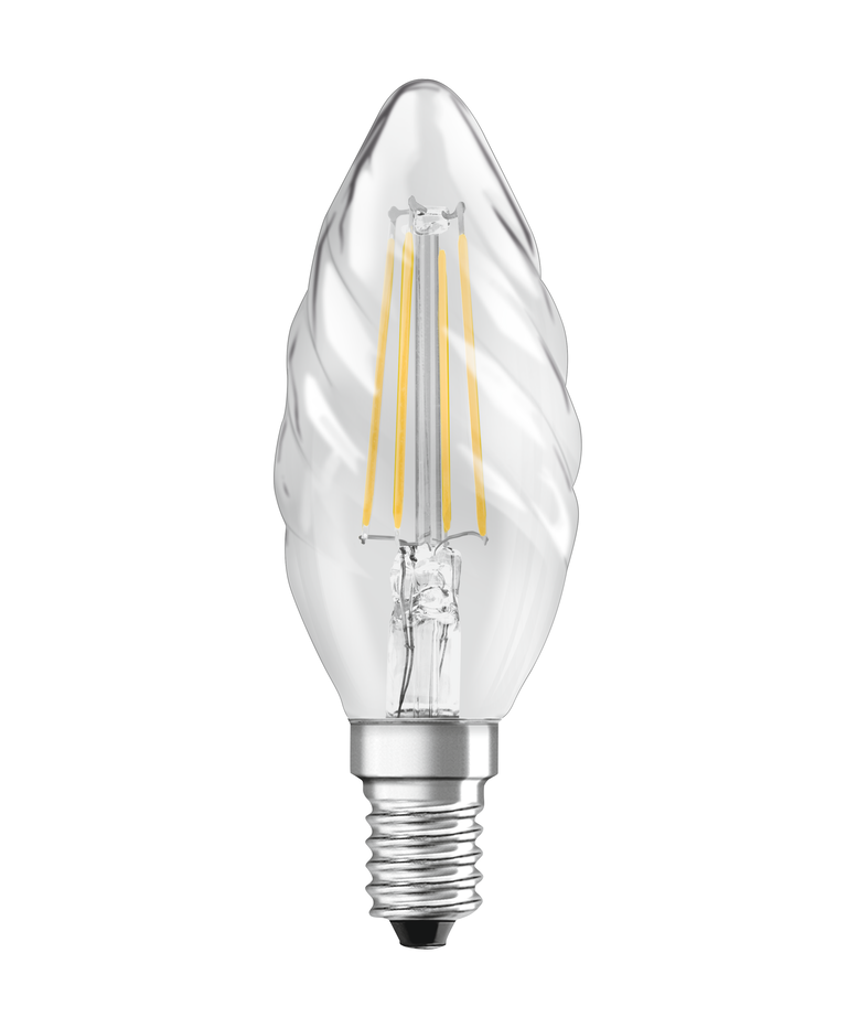 Osram / Ledvance LED Filament Kerze BW klar gedreht 300° Performance 4-40W/827 warmweiß 470lm E14 220-240V