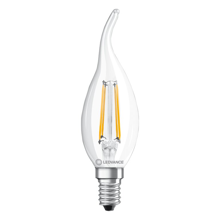 Osram / Ledvance LED Filament Kerze BA klar Windstoß 300° Performance 4-40W/827 warmweiß 470lm E14 220-240V