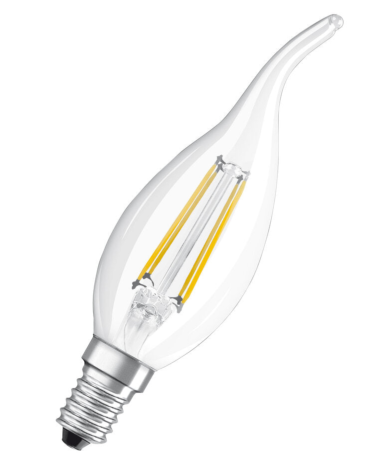Osram / Ledvance LED Filament Kerze BA klar Windstoß 300° Performance 4-40W/827 warmweiß 470lm E14 220-240V